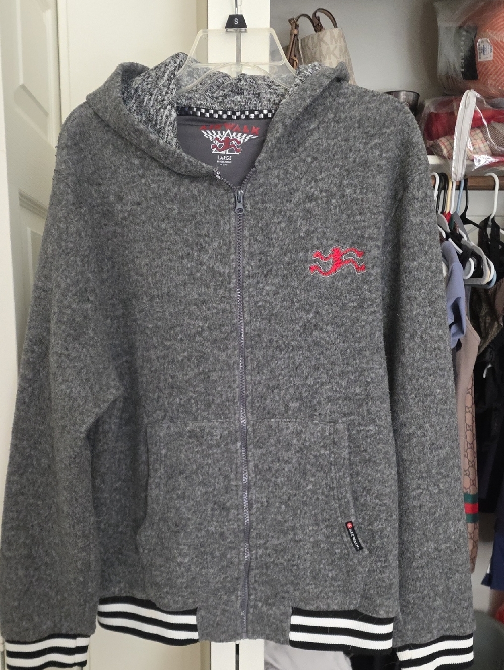 Airwalk Grey Hooded Zip-Up Jacket with Red Logo